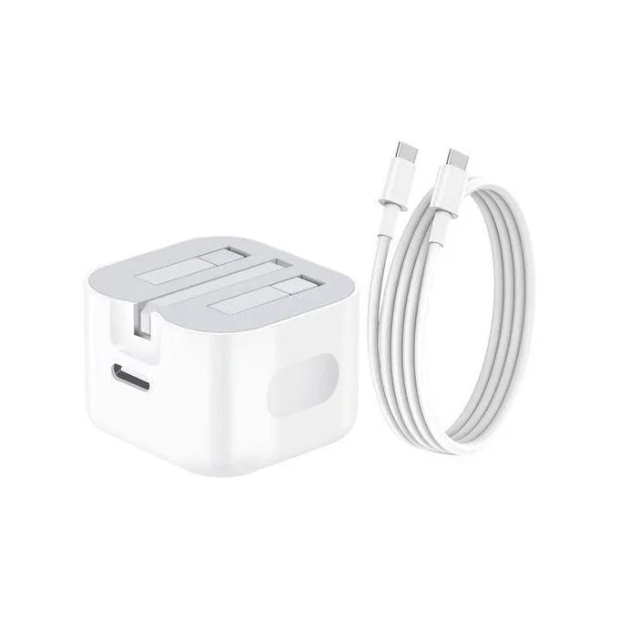 Apple 20W Fast Charger with 1 Year Warranty (Serial No Match) + USB-C to C/Lightning Cable