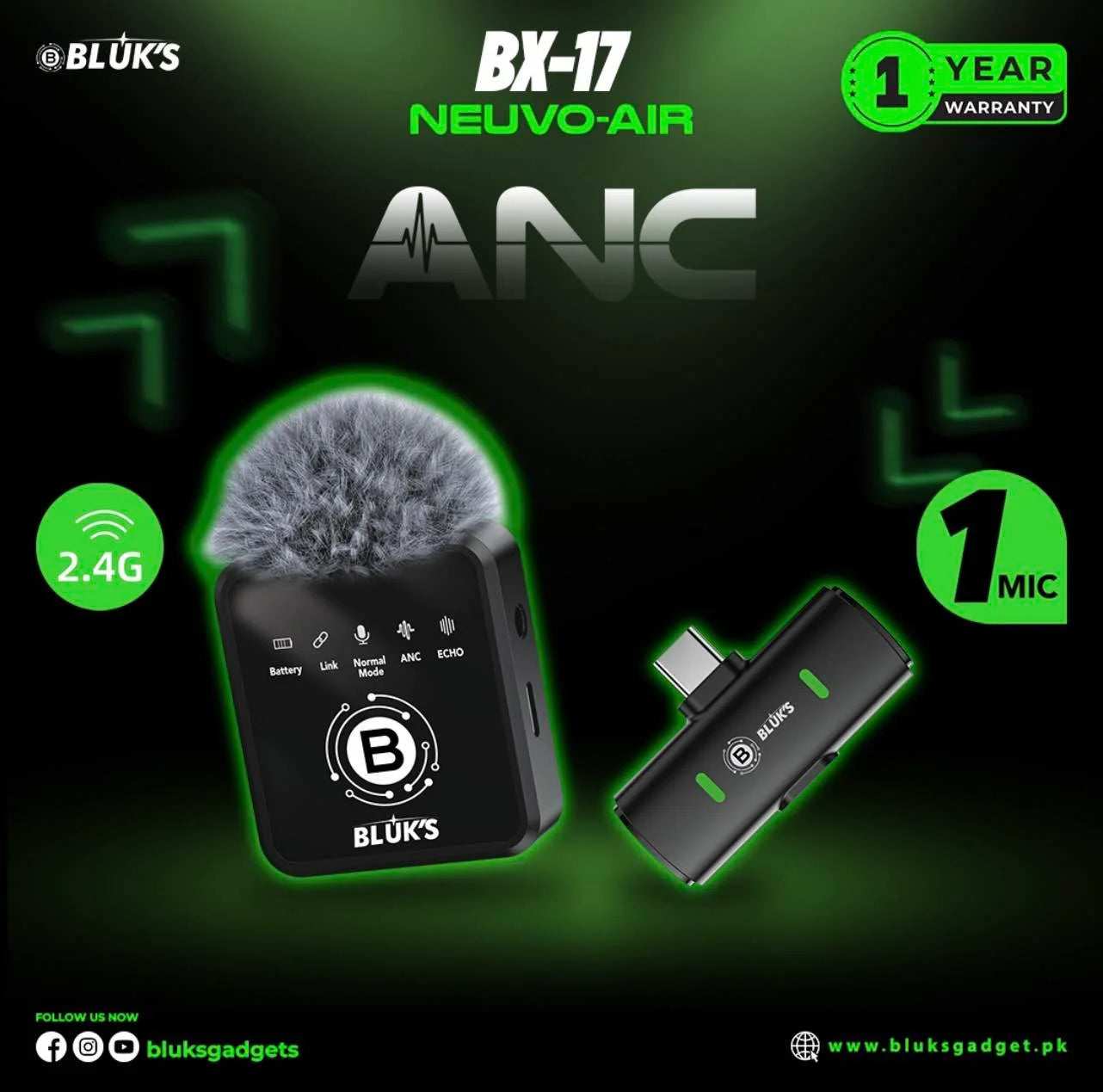 Blucks BX 17 Lavaliere Collar Wireless ANC Mic.