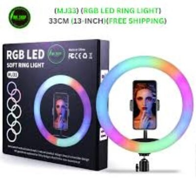 MJ33 RGB 13″ / 33 cm Ring Light with Phone Mount — 15 Color Modes & Adjustable Brightness