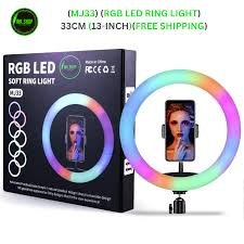 MJ33 RGB 13" / 33 cm Ring Light with Phone Mount — 15 Color Modes & Adjustable Brightness