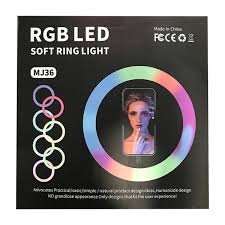 MJ36 RGB LED Soft Ring Light 36cm / 14" — 15-16 Color Modes, 10 Brightness Levels, USB Powered, Phone Clip - Image 2
